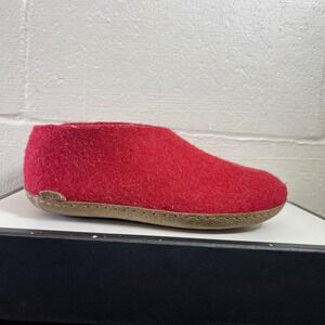 Glerups Red Wool Slipper Boots Suede Leather Bottom Pull On Women's‎ 35 EU/5 US